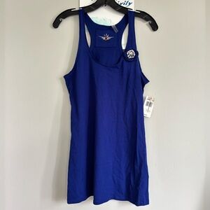 NWT Saks Off 5th Tank Shirt Roya Blue Crystal Chest Pin Charm Women M